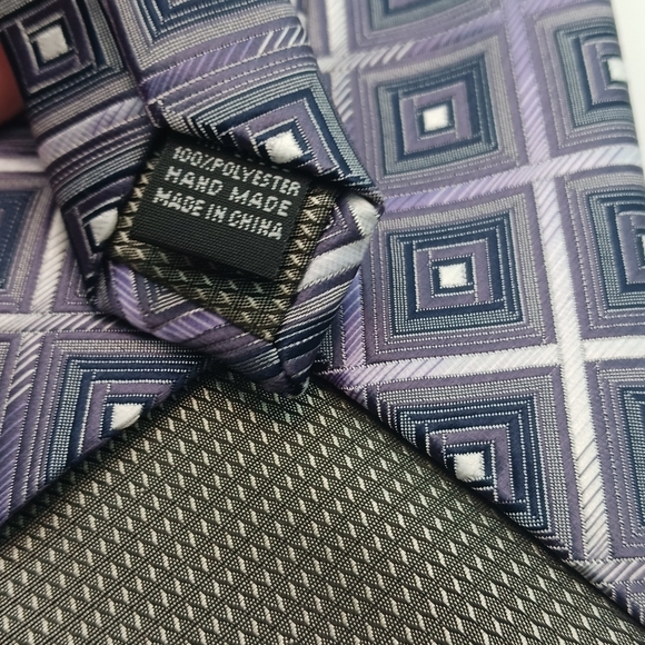 CheReskin  Mens Tie Geometric Formal Business Purple Gray - Picture 2 of 5